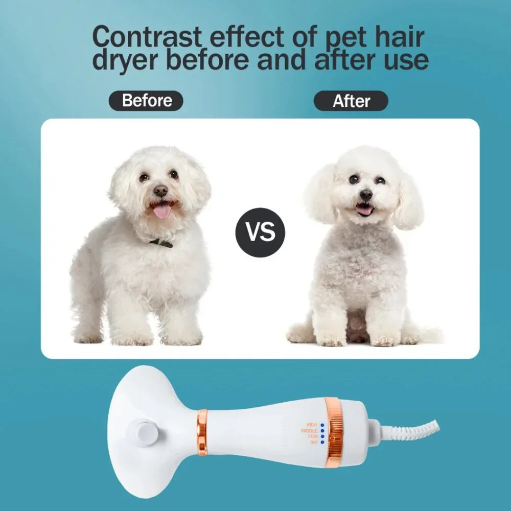 3 in1 quiet per dryer and brush for your dog's or cat's hair
